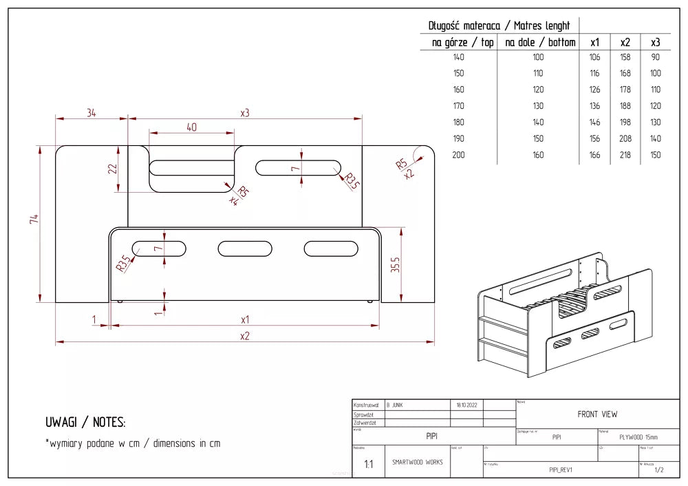 Children's bed with pee drawer