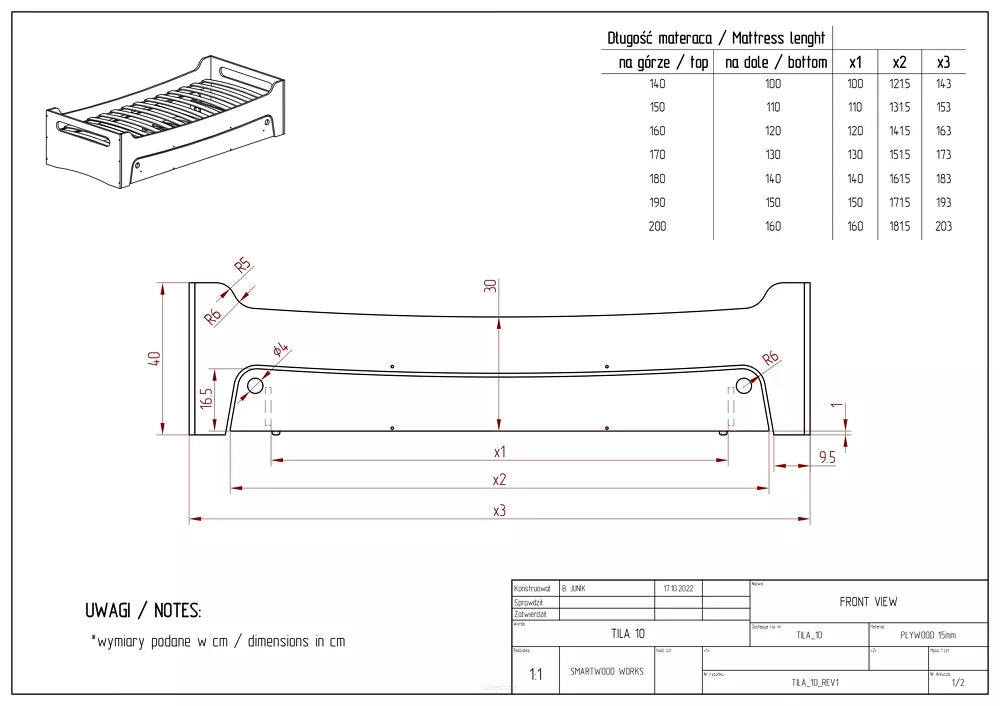 Children's bed with Tila 10 drawer