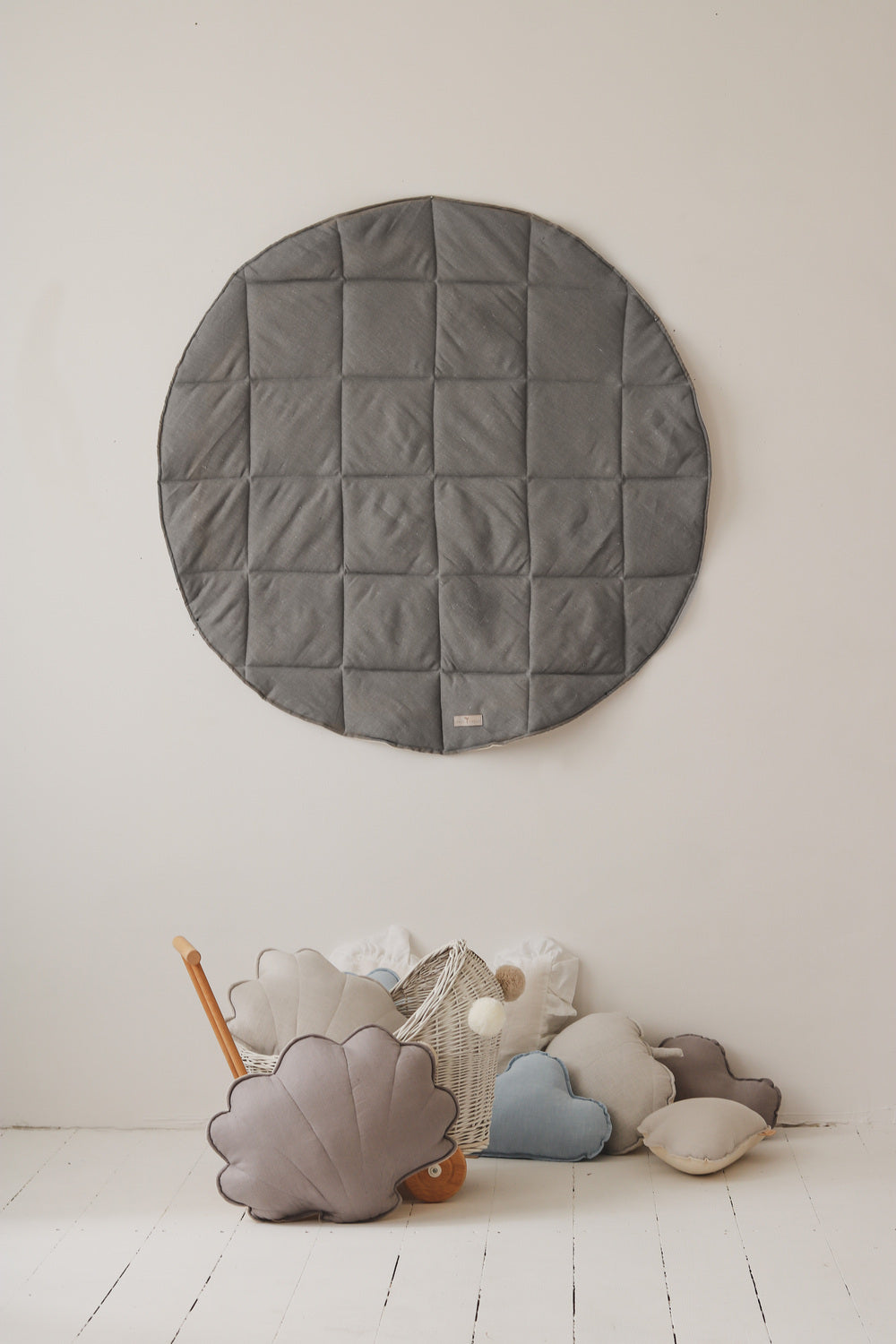 Tapis moelleux pour enfant lin et coton "Grey Linen"