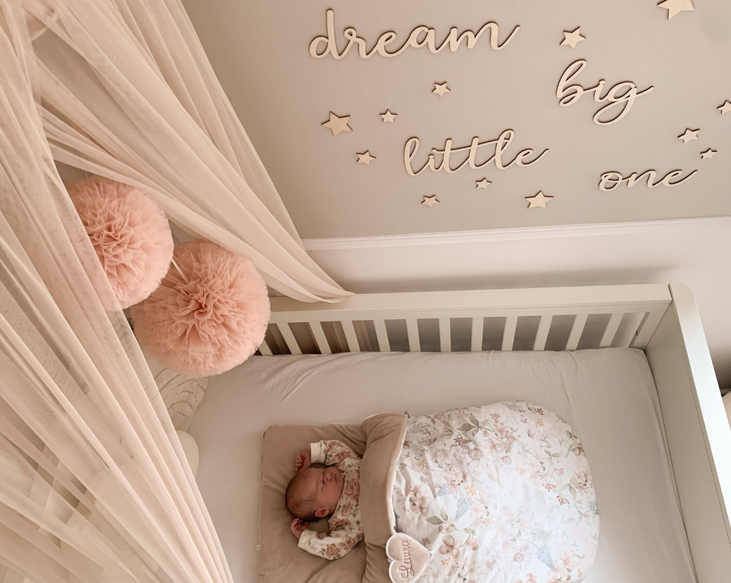 Hermosa escritura decorativa de la pared "Dream Big Little" + Decoraciones