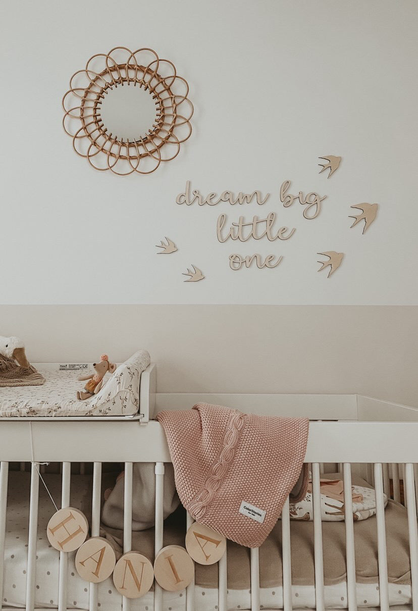 Hermosa escritura decorativa de la pared "Dream Big Little" + Decoraciones