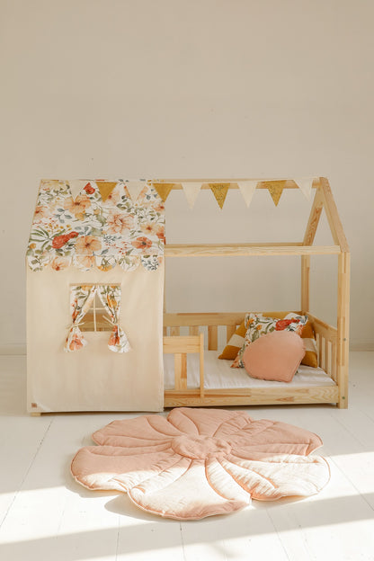 Habillage Maisonnette fleuri "Flower Power" pour lit Cabane