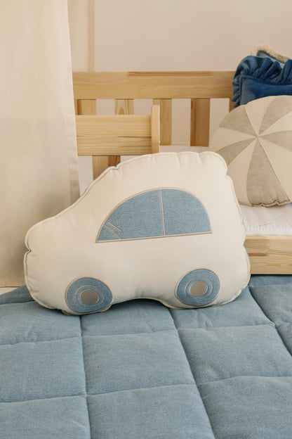 Pack Habillage Maisonnette "Jeans" pour lit Cabane + tapis + coussin voiture