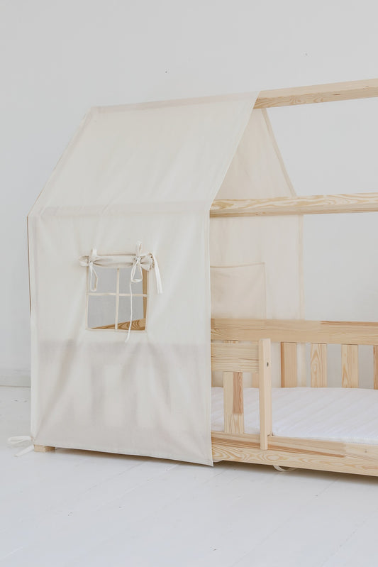 Habillage Maisonnette "Raw Cotton" pour lit Cabane