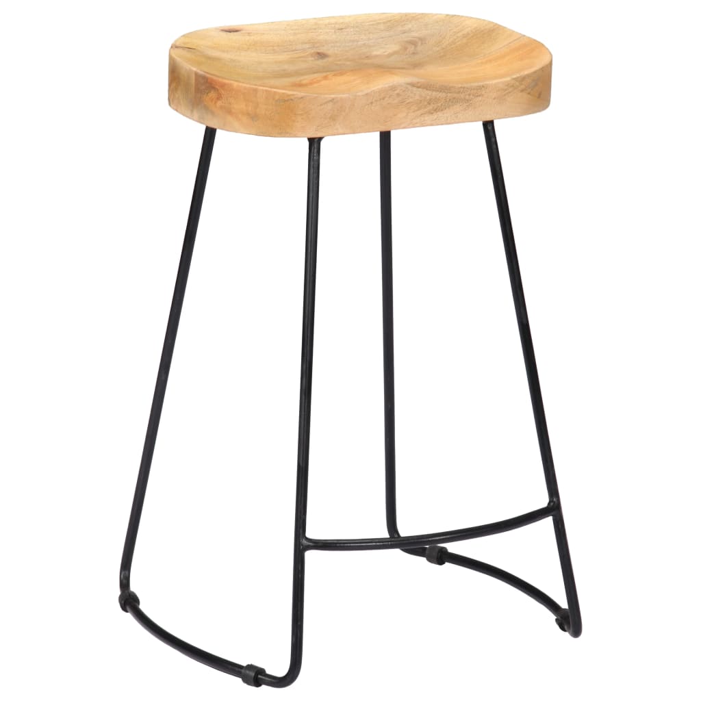 Tabouret lot de 2 GAVIN métal et manguier massif 62cm