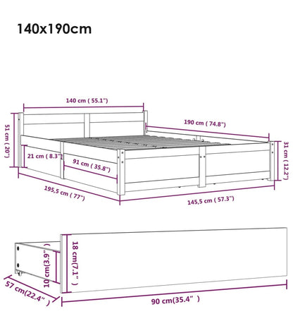 Jules bed frame with white drawers