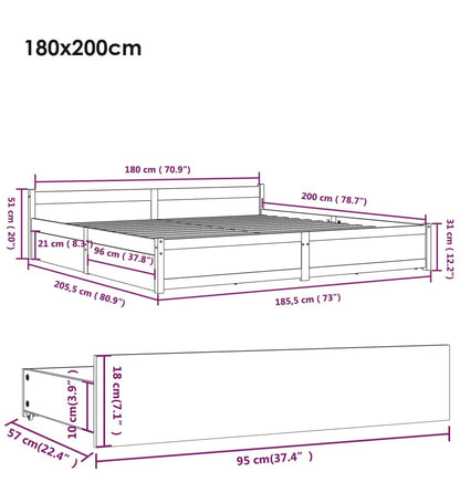 Jules bed frame with white drawers