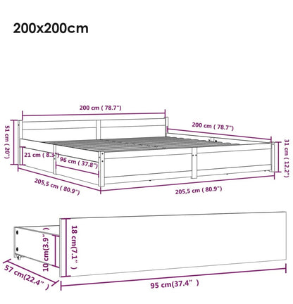 Jules bed frame with white drawers