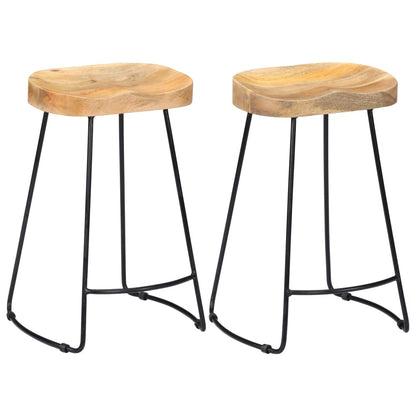 Tabouret lot de 2 GAVIN métal et manguier massif 62cm