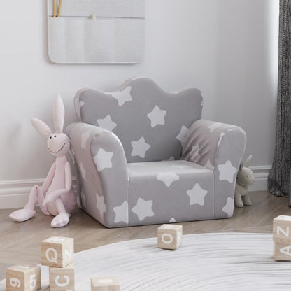 Fauteuil pour enfant velours Gris étoiles