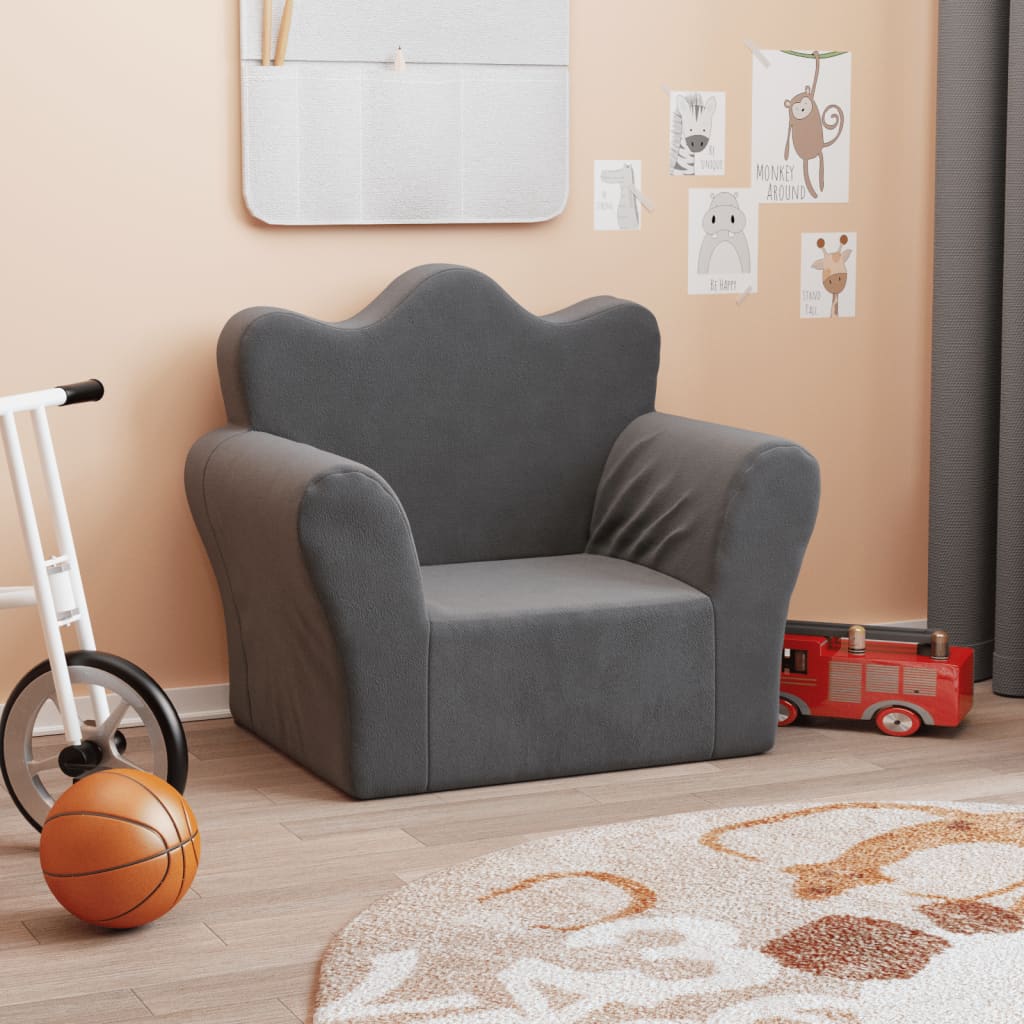 Fauteuil pour enfant velours Anthracite