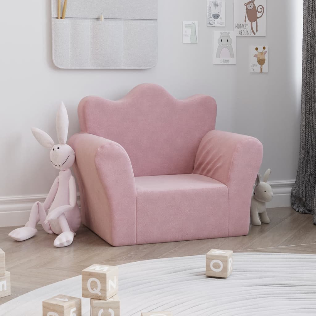 Fauteuil pour enfant velours Rose