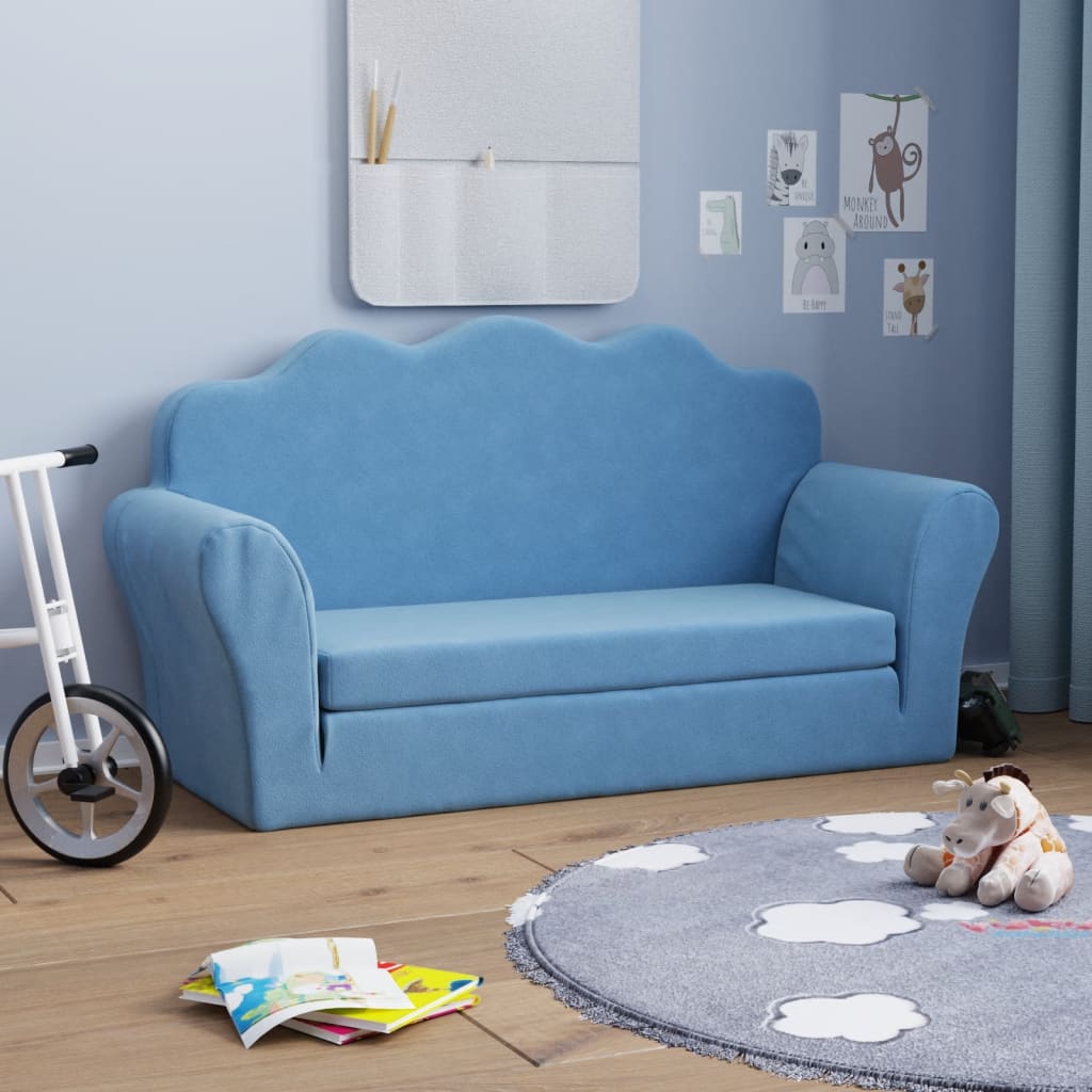 Divano letto per bambini in velluto blu