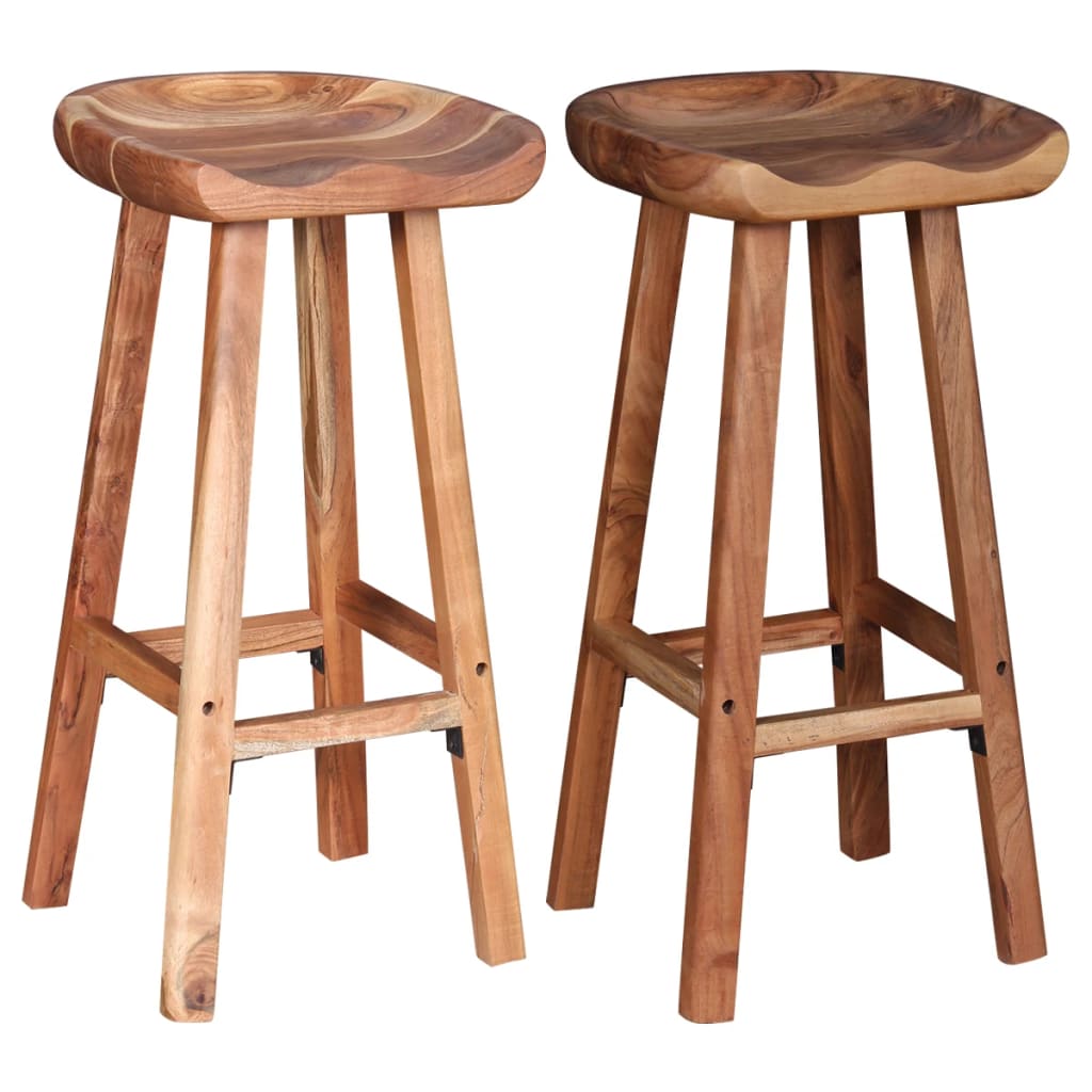 Tabourets de bar lot de 2 bois d'acacia solide