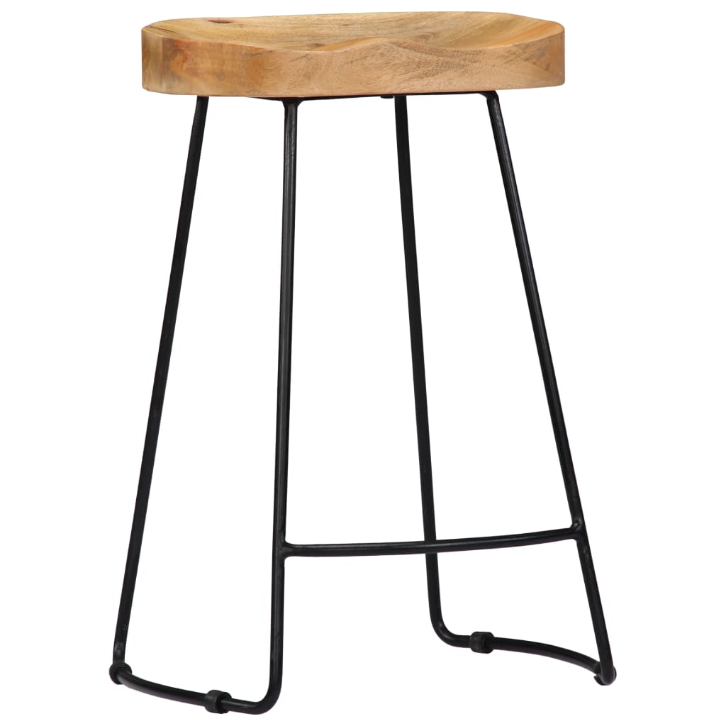 Tabouret lot de 2 GAVIN métal et manguier massif 62cm