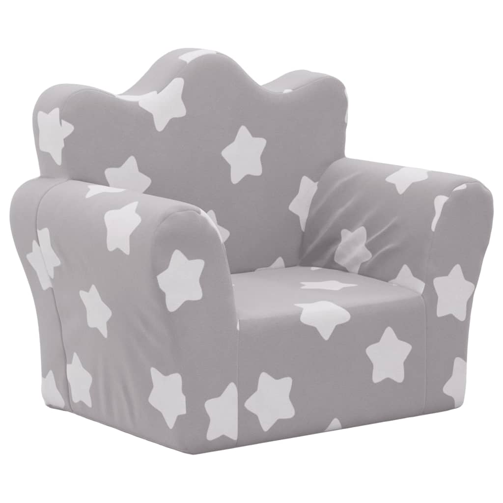 Fauteuil pour enfant velours Gris étoiles