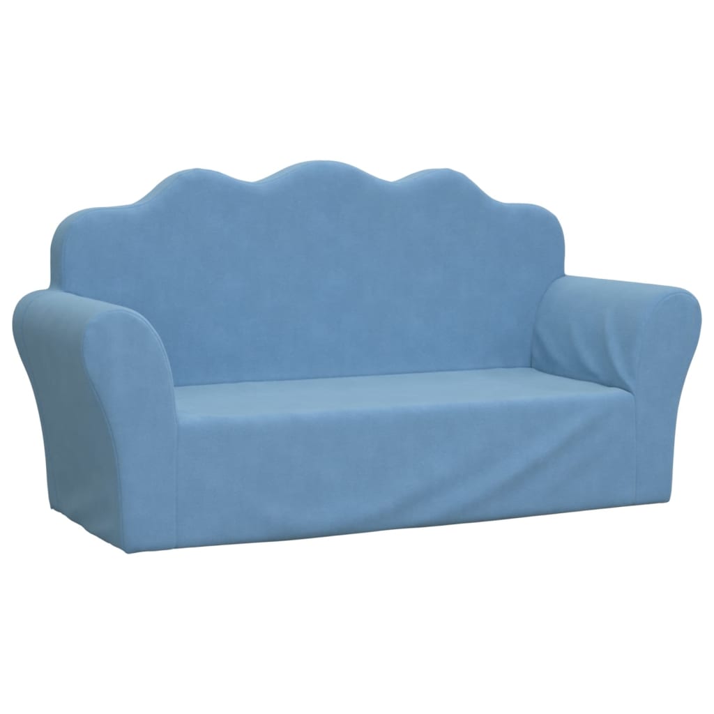 Blue velvet children's sofa bed