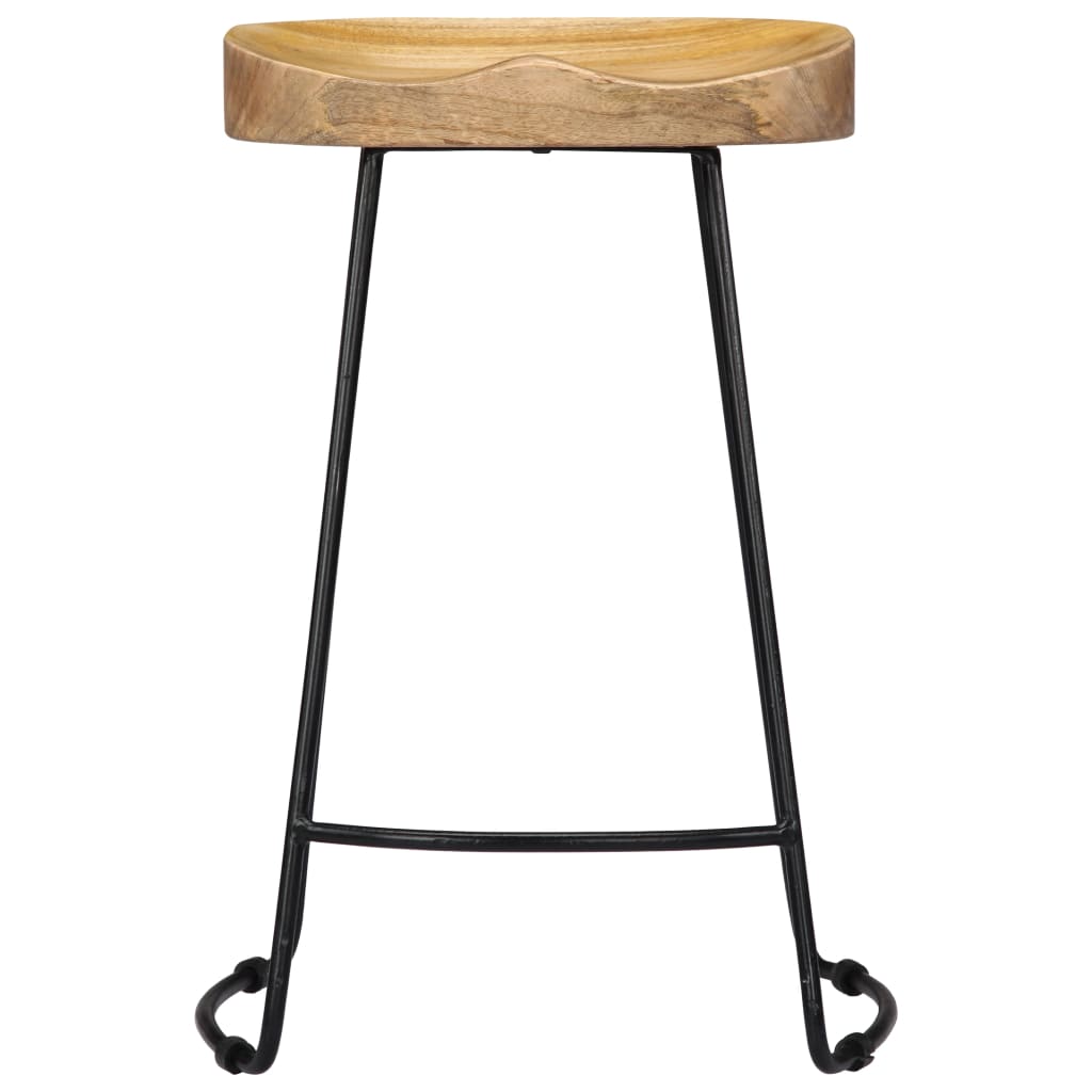 Tabouret lot de 2 GAVIN métal et manguier massif 62cm