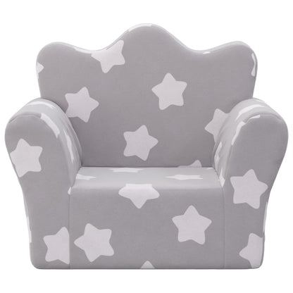 Fauteuil pour enfant velours Gris étoiles