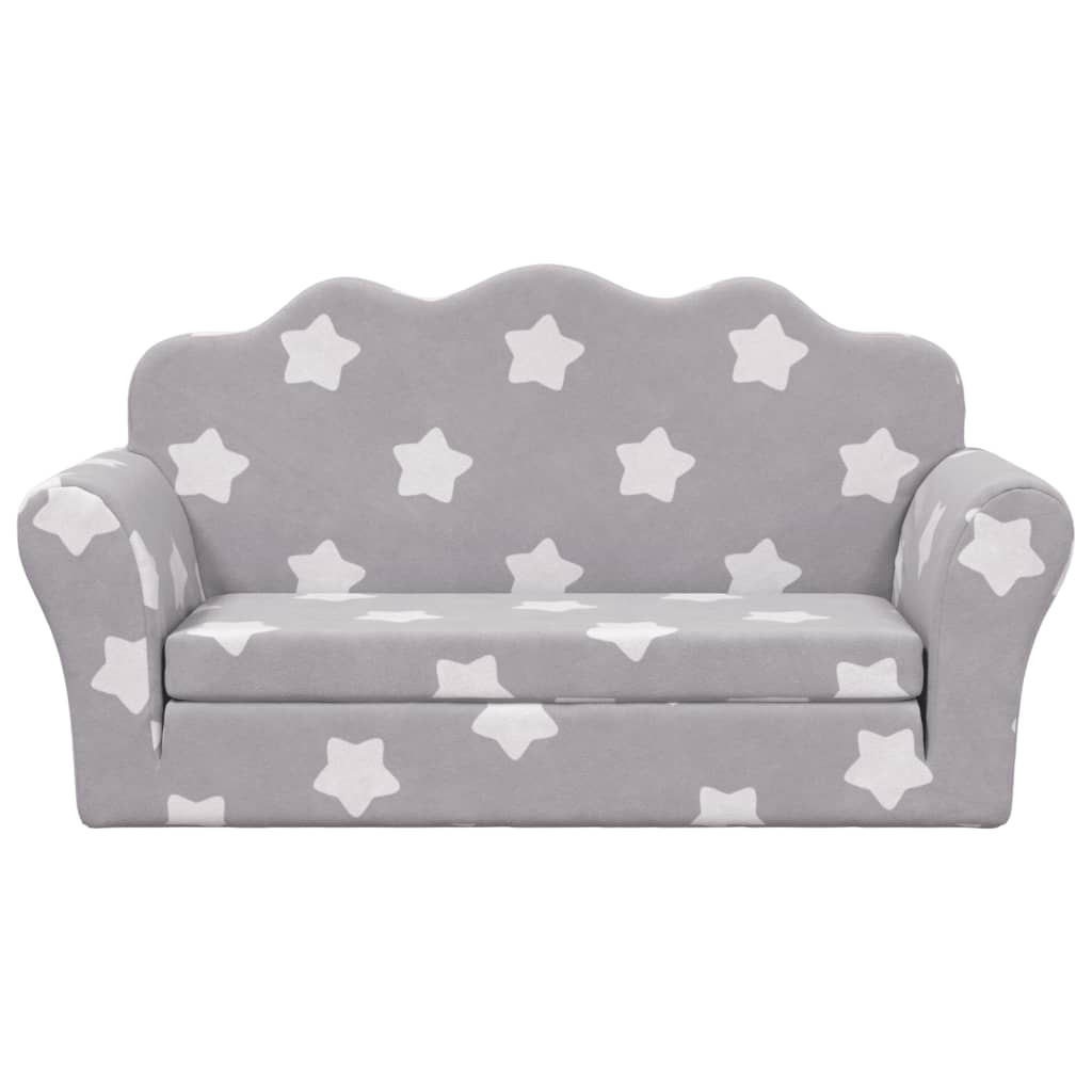 Canapé lit pour enfant velours Gris étoiles