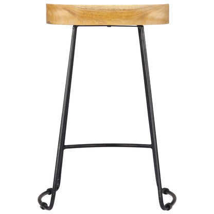 Tabouret lot de 2 GAVIN métal et manguier massif 62cm