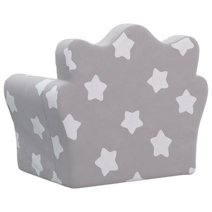 Fauteuil pour enfant velours Gris étoiles