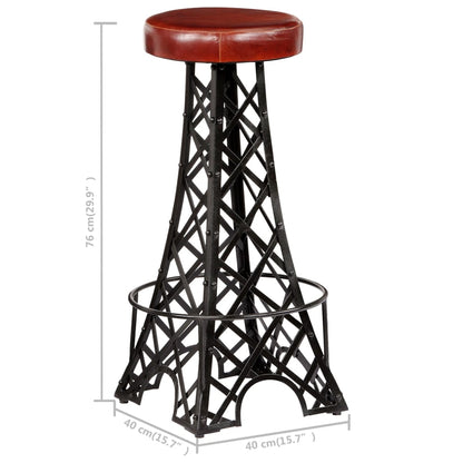 Tabouret EIFFEL lot de 2 acier et cuir véritable