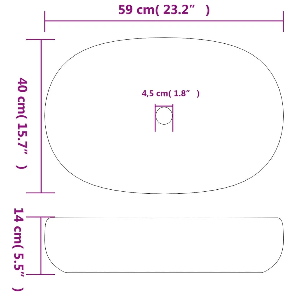 Bacia de pose oval de cerâmica de Boka