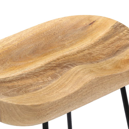 Tabouret lot de 2 GAVIN métal et manguier massif 62cm