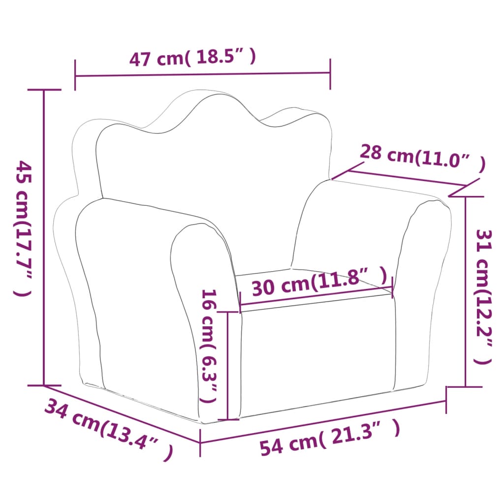 Fauteuil pour enfant velours Gris