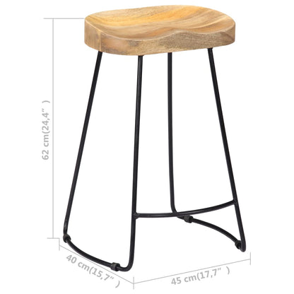 Tabouret lot de 2 GAVIN métal et manguier massif 62cm