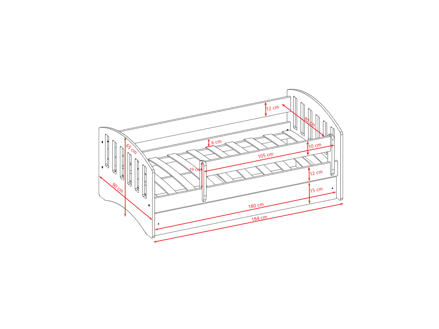 Classic children's bed 1 mix with barriers