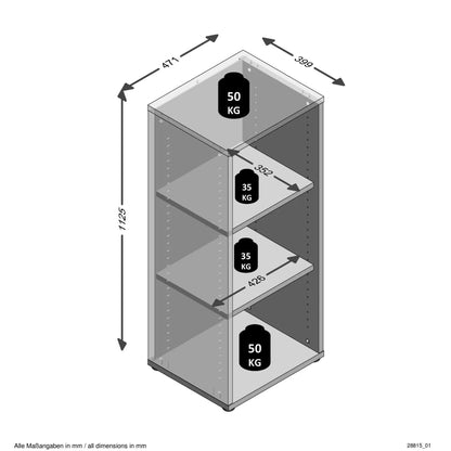 FMD Étagère de rangement avec 3 compartiments 47,1x39,9x112,5 cm blanc