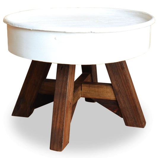 Table basse Bois de récupération massif 60 x 45 cm Blanc