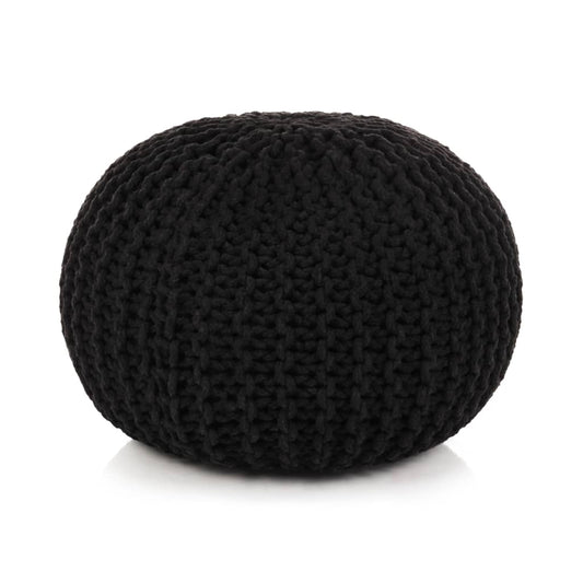 Pouf tricoté à la main Coton 50 x 35 cm Noir