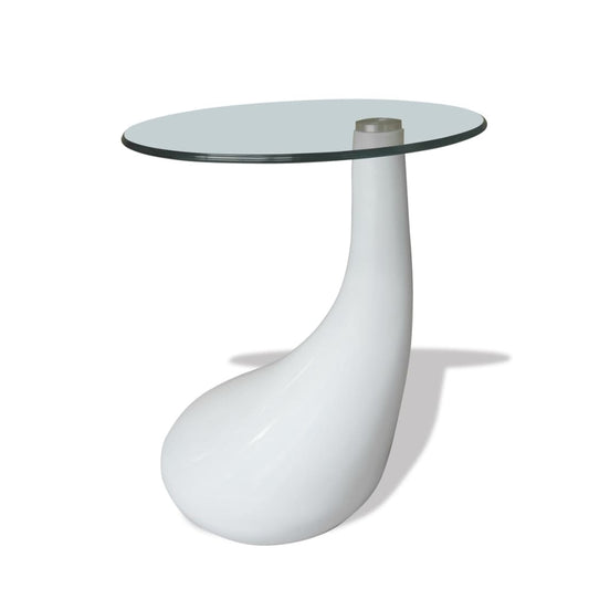Mesa de café con mesa redonda blanca brillante