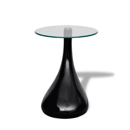 Table basse avec dessus de table en verre rond Noir brillant