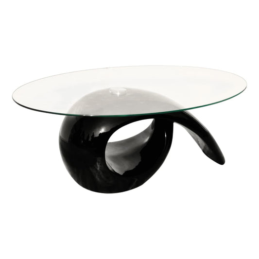 Mesa de café con mesa de mesa ovalada negra brillante