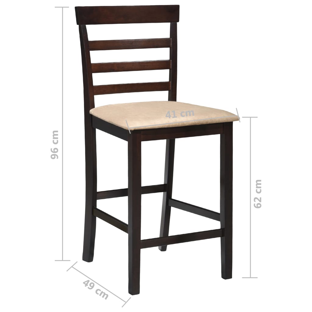 Chaises de bar lot de 2 marron tissu