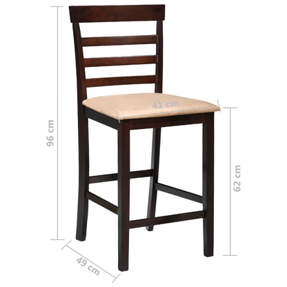 Chaises de bar lot de 2 marron tissu