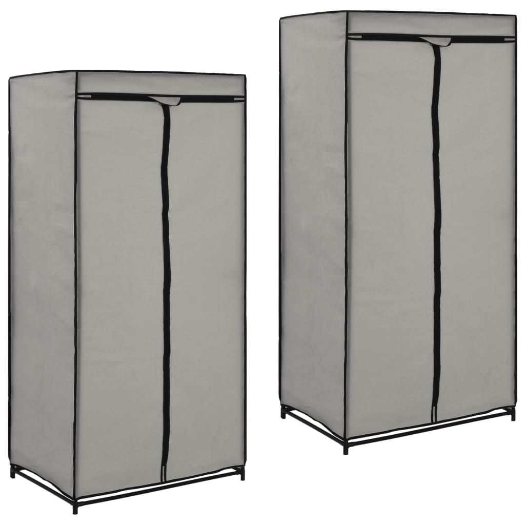 2 PCs Grey Wardrobe 75x50x160 cm