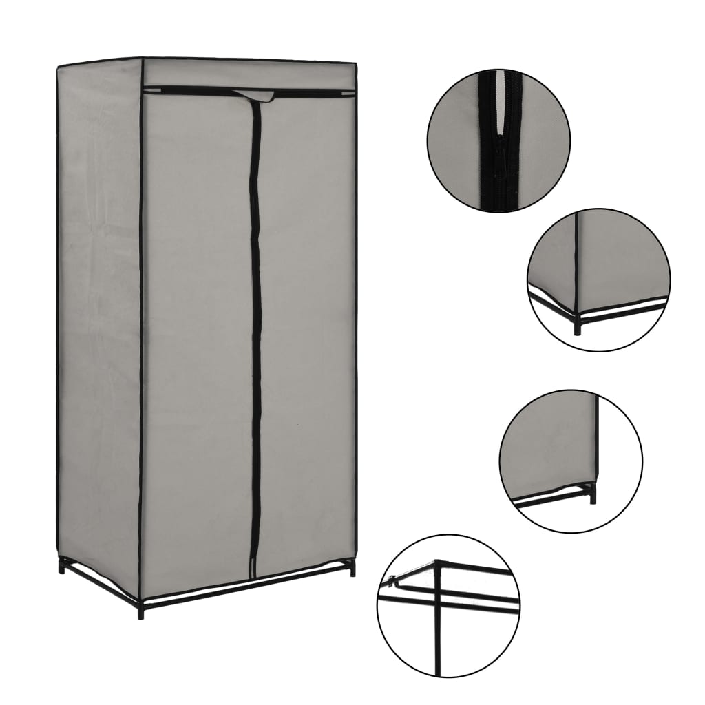 2 PCs Grey Wardrobe 75x50x160 cm