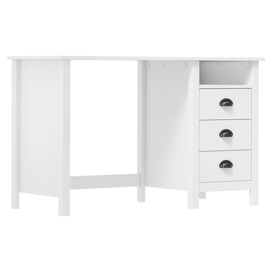 Hill Desk com 3 gavetas 120x50x74 cm de madeira de pinheiro sólido