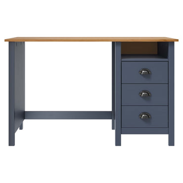 Hill desk with 3 gray drawers 120x50x74 cm Solid pine