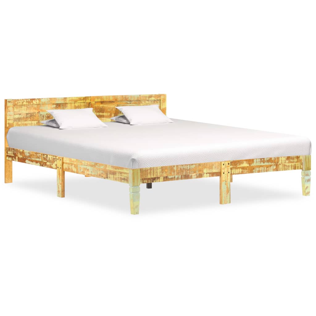 Solid recovery wood bed frame 180x200 cm