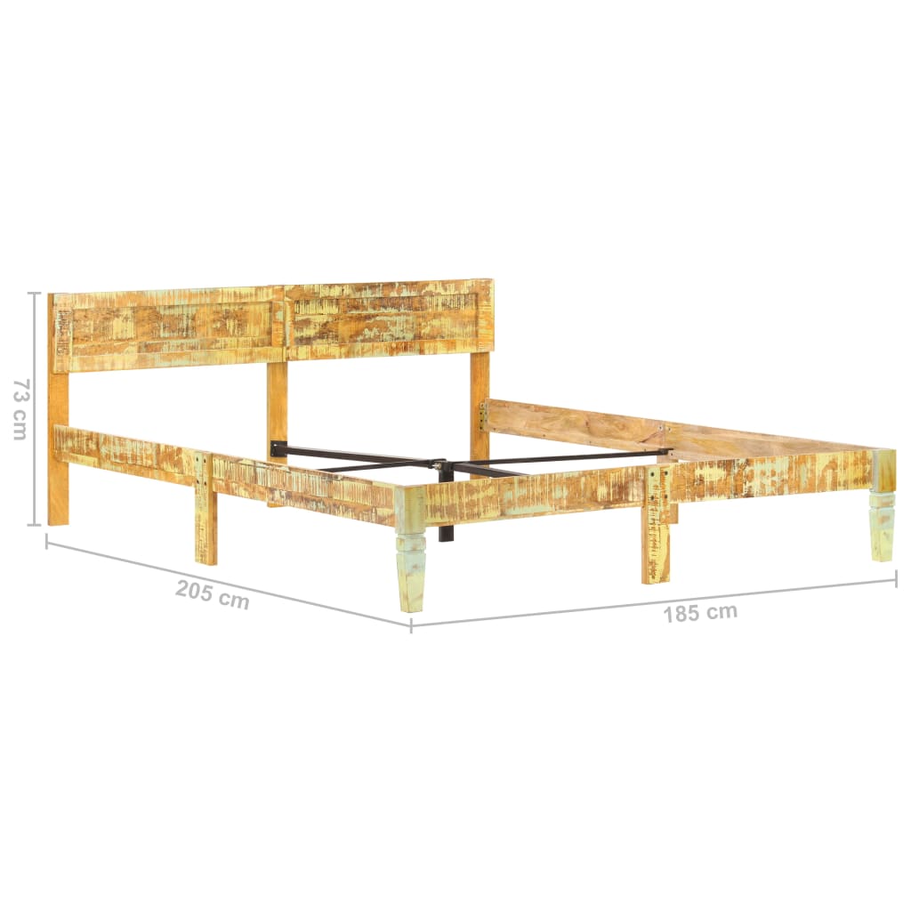 Solid recovery wood bed frame 180x200 cm