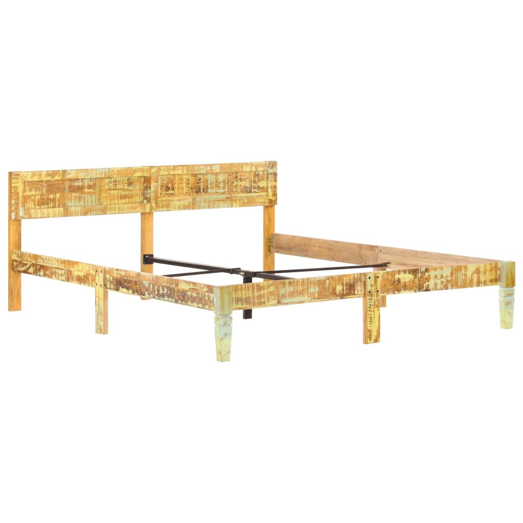 Solid recovery wood bed frame 180x200 cm