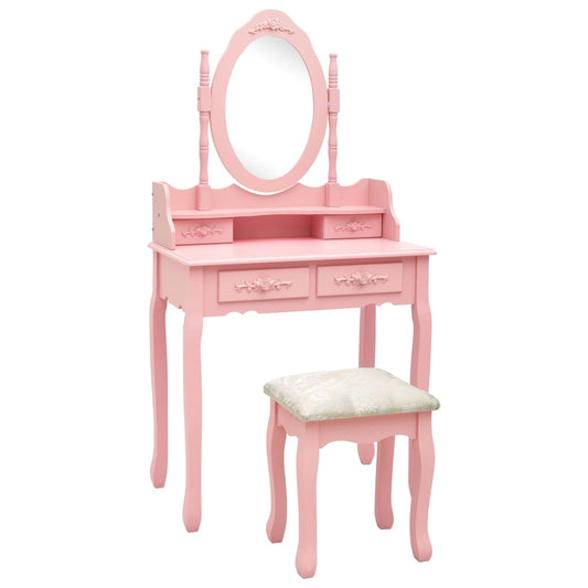 Cooff Set com Paulownia Pink Stool