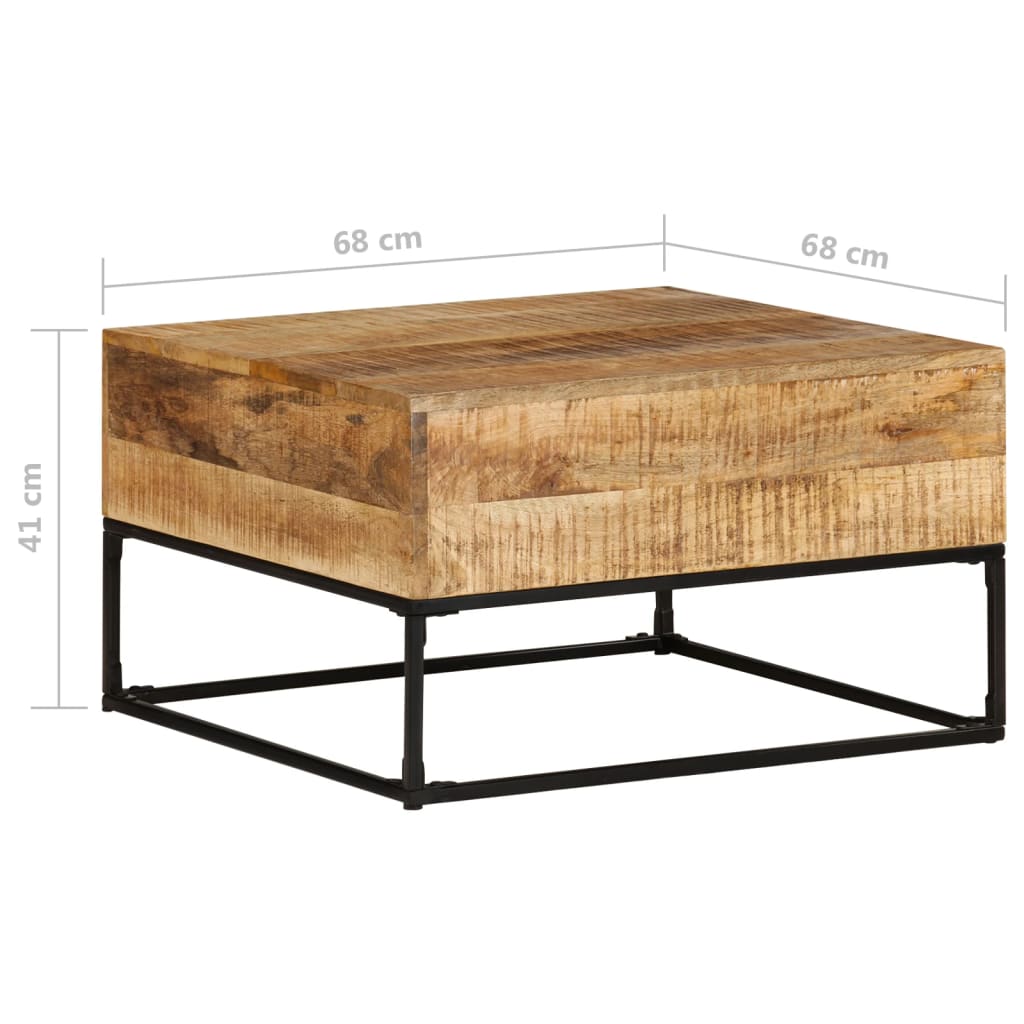 Table basse 68x68x41 cm Bois de manguier brut JENNy