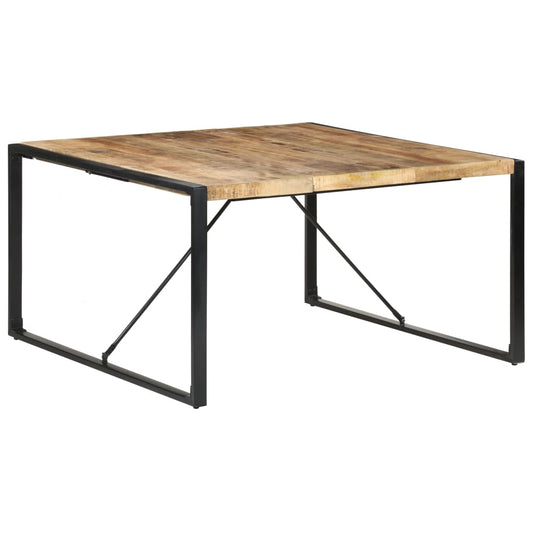 Table à manger carrée 140cm Bois de manguier brut